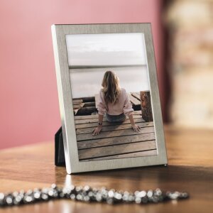 Hama Aluminium-Fotorahmen Riva 13x18 cm Titan Tischaufsteller Hoch- Querformat