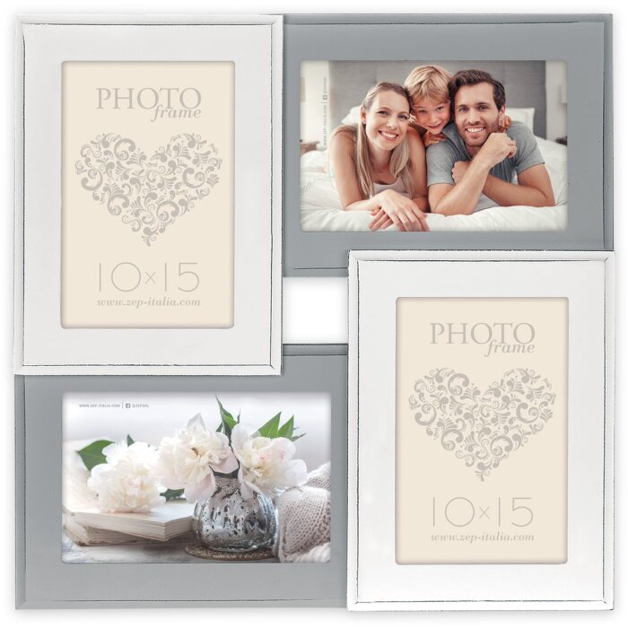 ZEP Galerie foto Rouen 4 fotografii 10x15 cm Cadru din lemn alb gri 31,5x31,5 cm