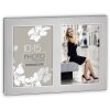 Rama foto metalică dublă Olimpia argintie pentru 2 fotografii 10x15 cm