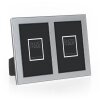 Rama foto metalică dublă Olimpia argintie pentru 2 fotografii 10x15 cm