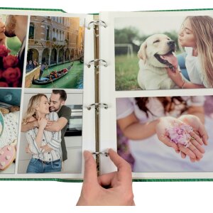 Album foto autoadeziv ZEP Madrid clasor cu inele verde 27x32 cm Pagini autoadezive