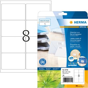 HERMA 10705 Etiketten Recyclingpapier A4 99.1x67.7mm...
