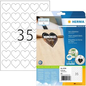 HERMA 10790 PREMIUM Herz-Etiketten A4, Ø 35 mm,...