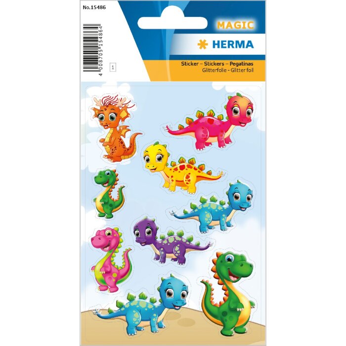 HERMA 15486 Magic Sticker Kleine Dinos Glitterfolie Set