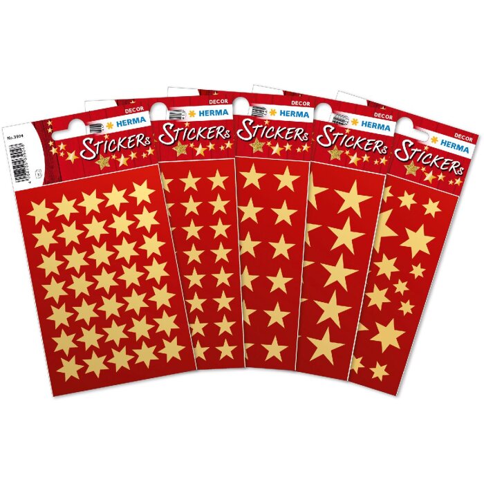 HERMA 15500 Dekor Sticker Weihnachtssterne Gold Set