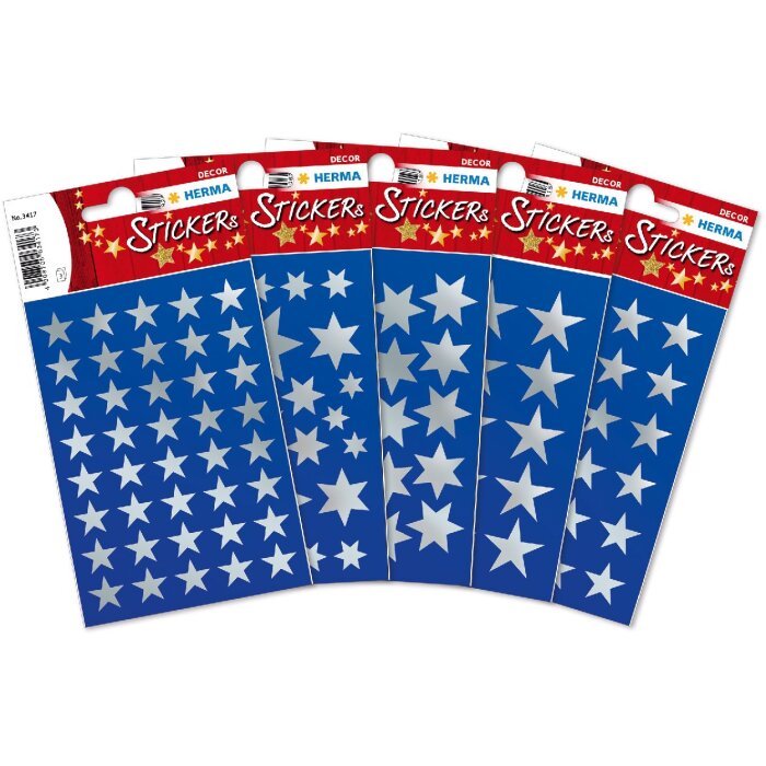 HERMA 15501 Dekor Sticker Weihnachtssterne Silber Set