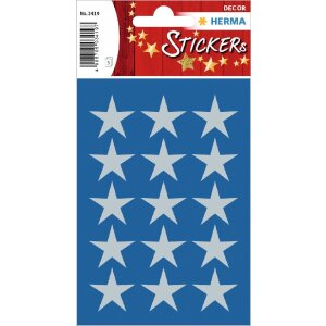 HERMA 15501 Dekor Sticker Weihnachtssterne Silber Set