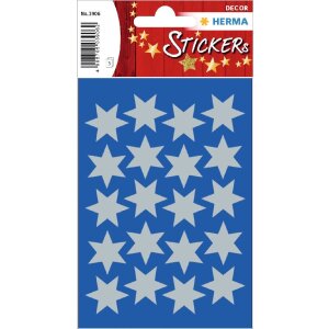 HERMA 15501 Dekor Sticker Weihnachtssterne Silber Set