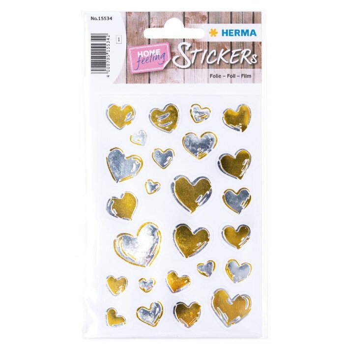 HERMA 15534 Creative Sticker Herzen Gold Silber Liebevolles Design Set