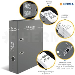 HERMA 19652 Motiv-Ordner A4 Stone 70mm Felsstruktur Stabil