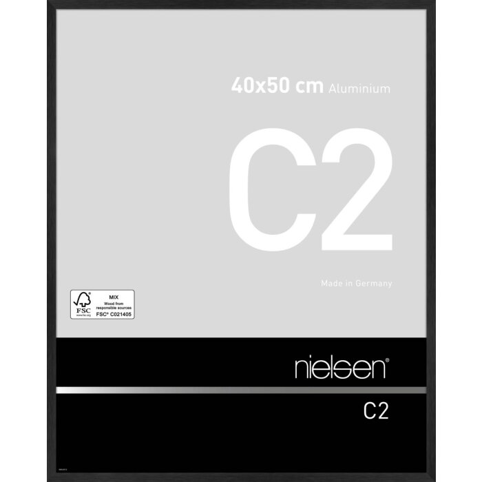 Nielsen Aluminium-Bilderrahmen C2 struktur schwarz matt 40x50 cm Acrylglas