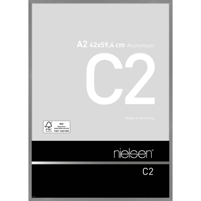 Rama foto Nielsen C2 din aluminiu, gri mat, 42x59,4 cm, cu acrilic