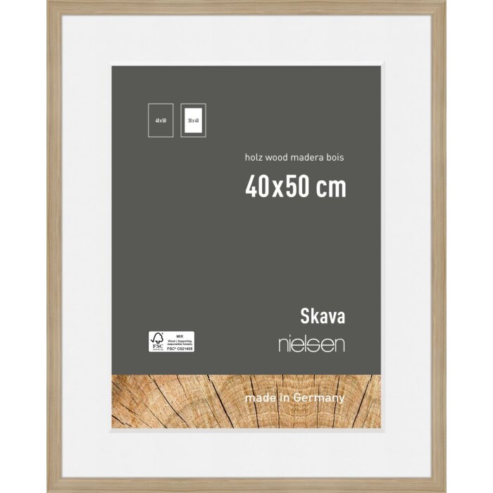 Nielsen Holz-Bilderrahmen Skava eiche 40x50 cm mit Passepartout 30x40 cm