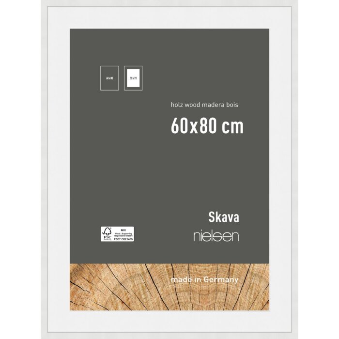 Nielsen Holz-Bilderrahmen Skava weiß 60x80 cm mit Passepartout 50x70 cm
