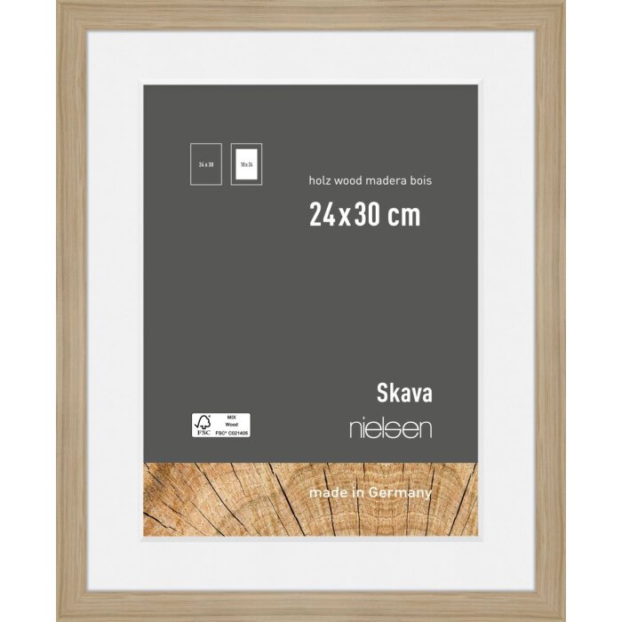Nielsen Holz Bilderrahmen Skava eiche 24x30 cm mit Passepartout 18x24 cm