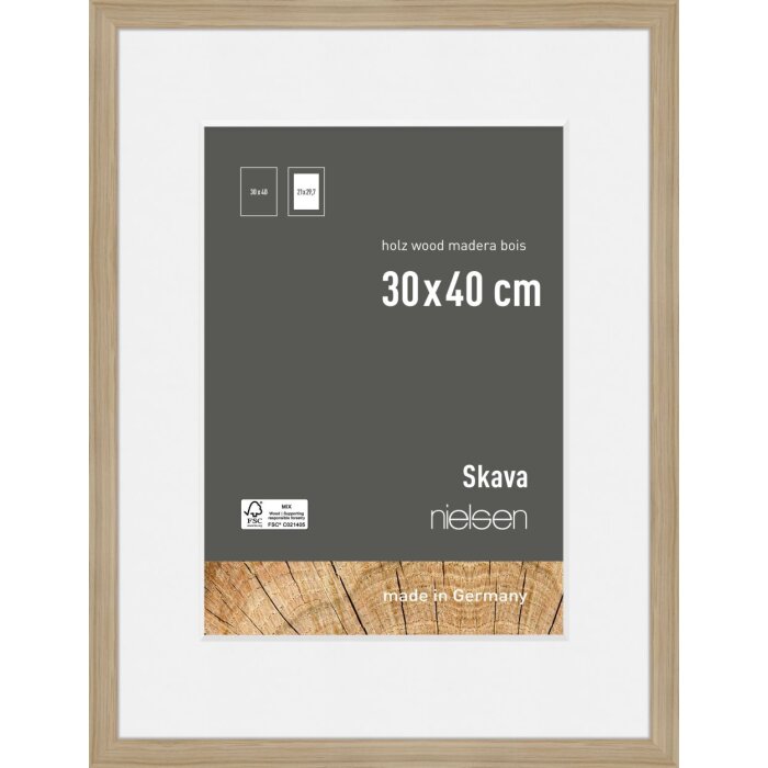 Nielsen Holz-Bilderrahmen Skava Eiche 30x40 cm mit Passepartout 21x29,7 cm