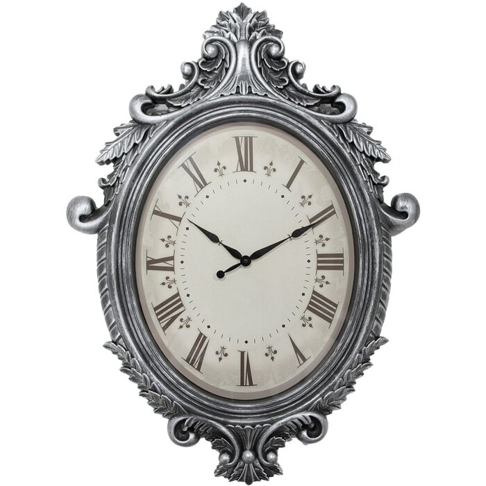 Ceas perete Clayre & Eef 5KL0236, stil vechi, argintiu-bej, 56x6x76 cm