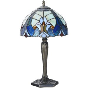 LumiLamp 5LL-6306 Lampă de masă Tiffany albastru Ø 25x40 cm E14-max 1x40W
