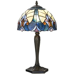LumiLamp 5LL-6306 Lampă de masă Tiffany albastru Ø 25x40 cm E14-max 1x40W