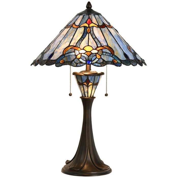 Lumină de masă Tiffany albastră Ø 40x61 cm E27 max 2x60W
