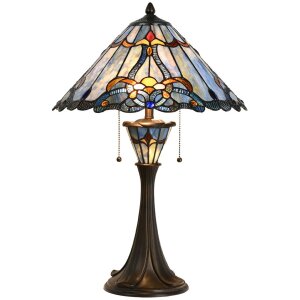 LumiLamp 5LL-6313 Tiffany Tischlampe Blau Ø 40x61...