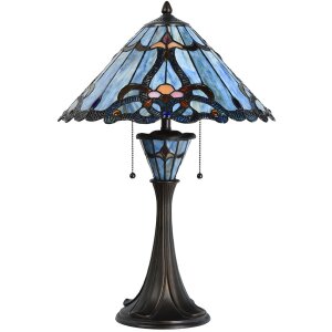 LumiLamp 5LL-6313 Tiffany Tischlampe Blau Ø 40x61...