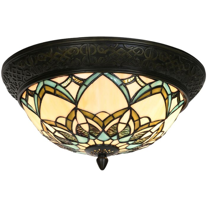 Lampa de tavan Tiffany bej LumiLamp 5LL-6335 Ø 37x19 cm E14 max 40W