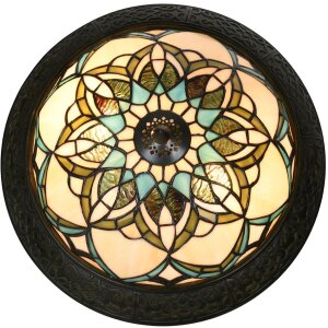 Lampa de tavan Tiffany bej LumiLamp 5LL-6335 Ø 37x19 cm E14 max 40W
