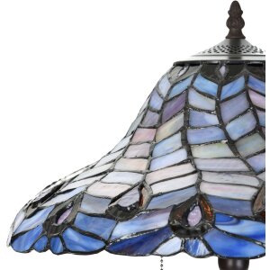 LumiLamp 5LL-6338 Tiffany Tischlampe Blau Ø 40x60 cm E27-max 2x60W