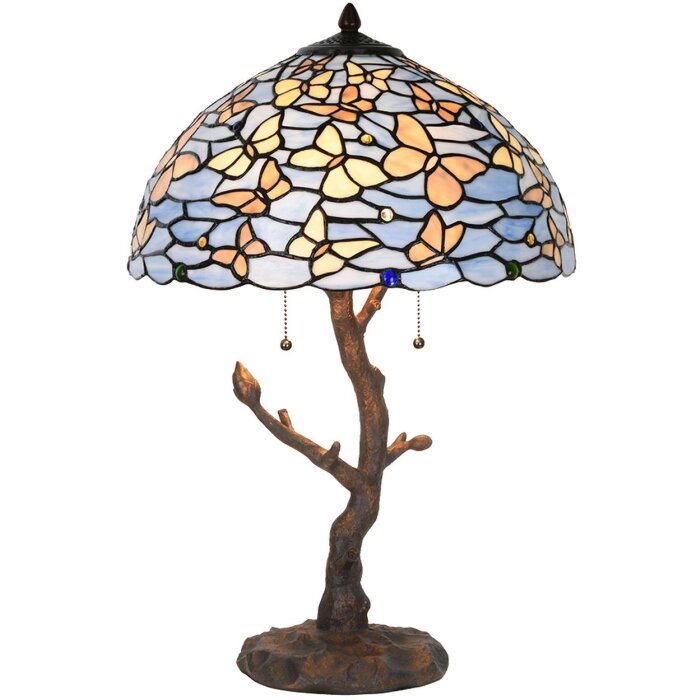 Lampa de masă Tiffany albastră LumiLamp 5LL-6344 Ø 40x60 cm