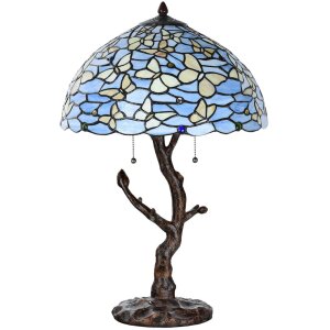 LumiLamp 5LL-6344 Tiffany Tischlampe Blau Ø 40x60...