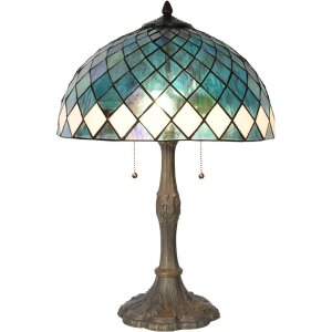 LumiLamp 5LL-6347 Tiffany Tischlampe Blau Ø 40x61...