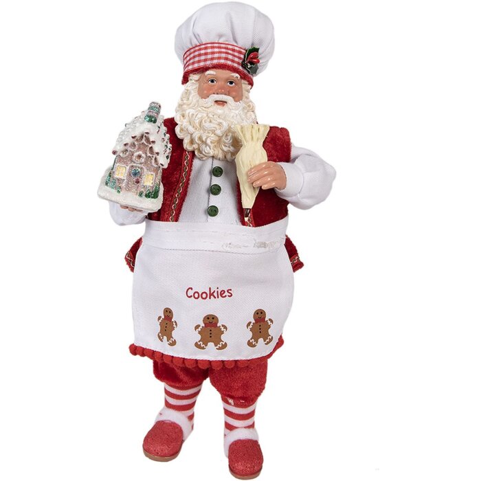 Clayre & Eef 65227 Weihnachtsmann Deko Rot Landhausstil 16x8x28 cm