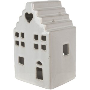 Clayre & Eef 6CE1588L Teelichthalter Weihnachten Häuschen Beige 10x9x17 cm