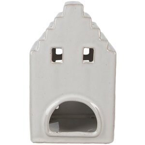 Clayre & Eef 6CE1588L Teelichthalter Weihnachten Häuschen Beige 10x9x17 cm