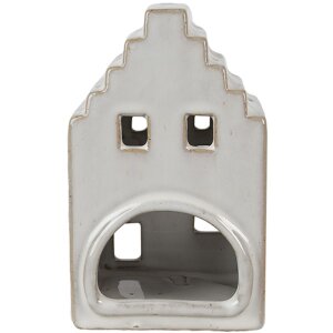 Stâlp pentru lumânare de Crăciun, casă bej, 9x7x14 cm, Clayre & Eef