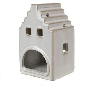 Stâlp pentru lumânare de Crăciun, casă bej, 9x7x14 cm, Clayre & Eef