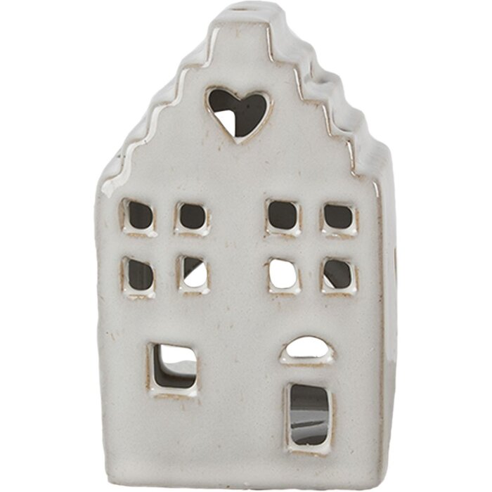 Sticlă pentru lumânări de Crăciun, casă bej, 7x6x11 cm – Clayre & Eef