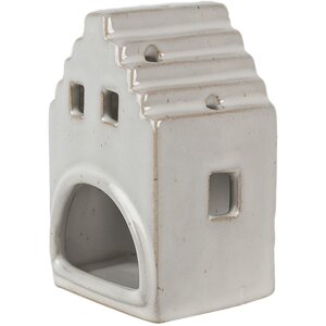 Sticlă pentru lumânări de Crăciun, casă bej, 7x6x11 cm – Clayre & Eef