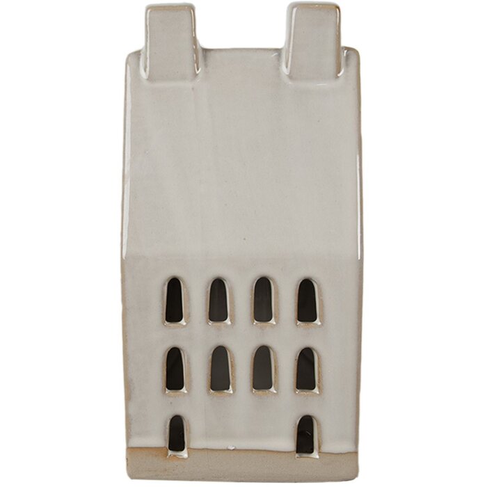 Clayre & Eef 6CE1591L Dekoration Haus mit LED Beige 9x8x18 cm