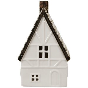 Clayre & Eef 6CE1597L Dekoration Haus mit LED Beige Goldfarbig 10x8x16 cm