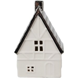 Clayre & Eef 6CE1597M Dekoration Haus mit LED Beige Silber 8x7x12 cm