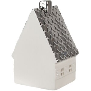 Clayre & Eef 6CE1597M Dekoration Haus mit LED Beige Silber 8x7x12 cm