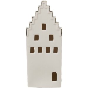 Clayre & Eef 6CE1598L Dekoration Haus mit LED Beige Goldfarbig 8x8x20 cm