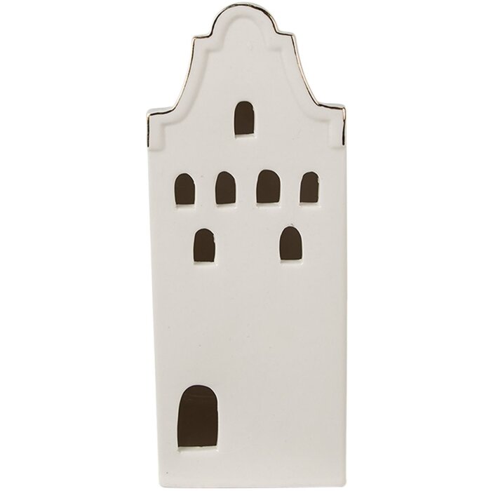 Casă decorativă cu LED, bej și auriu, porțelan, Clayre & Eef