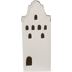 Casă decorativă cu LED, bej și auriu, porțelan, Clayre...