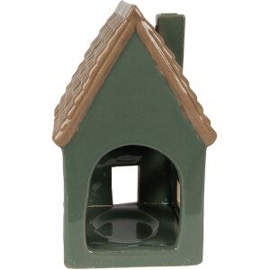 Clayre & Eef 6CE1601 Suport pentru lumânări Christmas Cottage Green Brown 9x8x15 cm