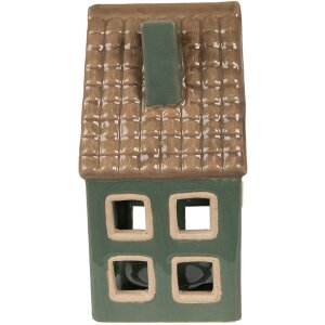 Clayre & Eef 6CE1601 Suport pentru lumânări Christmas Cottage Green Brown 9x8x15 cm