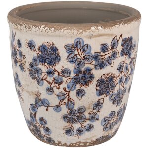 Clayre & Eef 6CE1619L Blumentopf für Innen Beige Blau Ø 17x16 cm