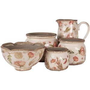 Krug decorativ Clayre & Eef bej roz 21x15x23 cm